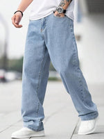 Load image into Gallery viewer, Men&#39;s Loose Fit Mid Rise Light Blue Jeans
